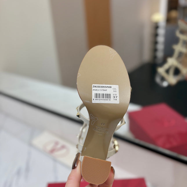 VALENTINO 26S STUDDED HIGH HEEL SANDALS 90 MM IN BROWN CALFSKIN