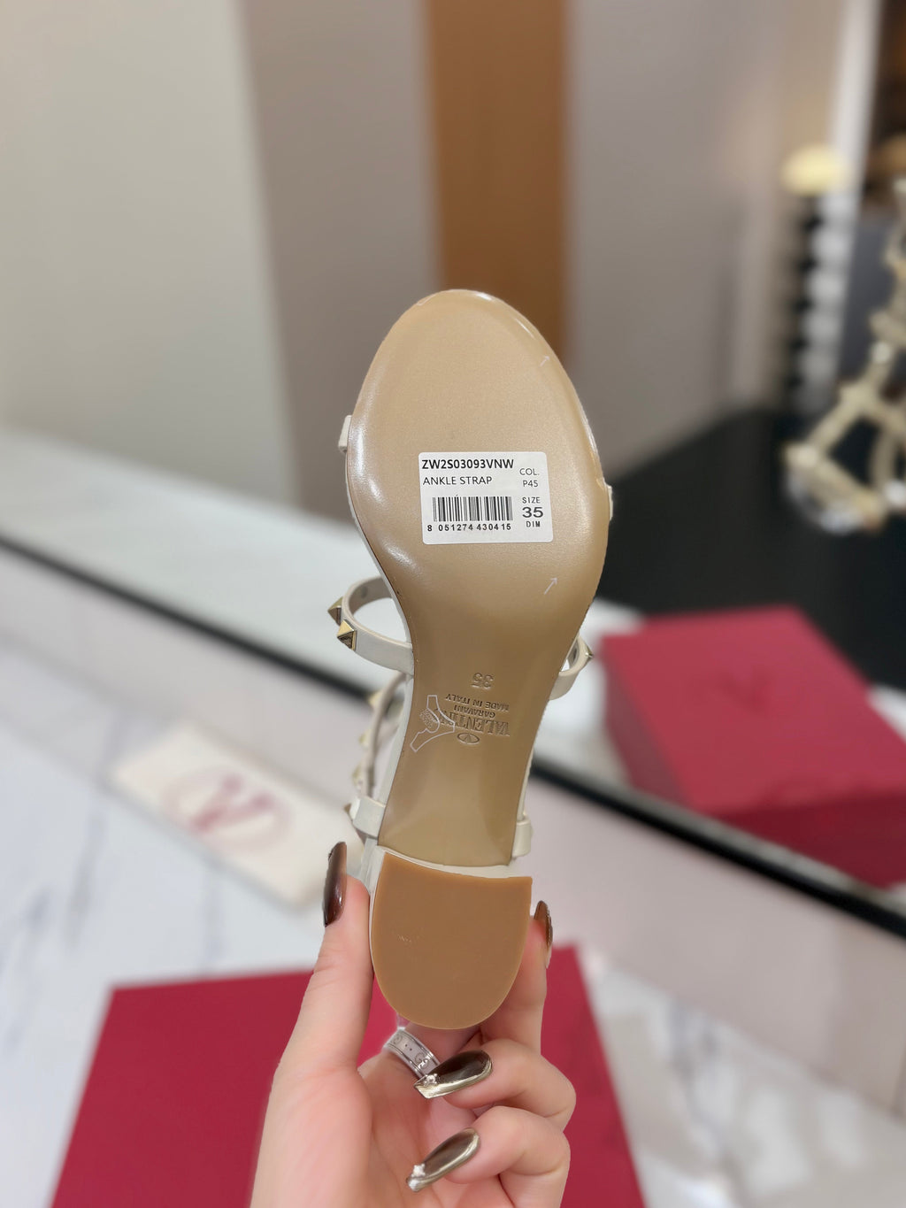 VALENTINO 26S STUDDED HIGH HEEL SANDALS 65 MM IN CREAM WHITE CALFSKIN