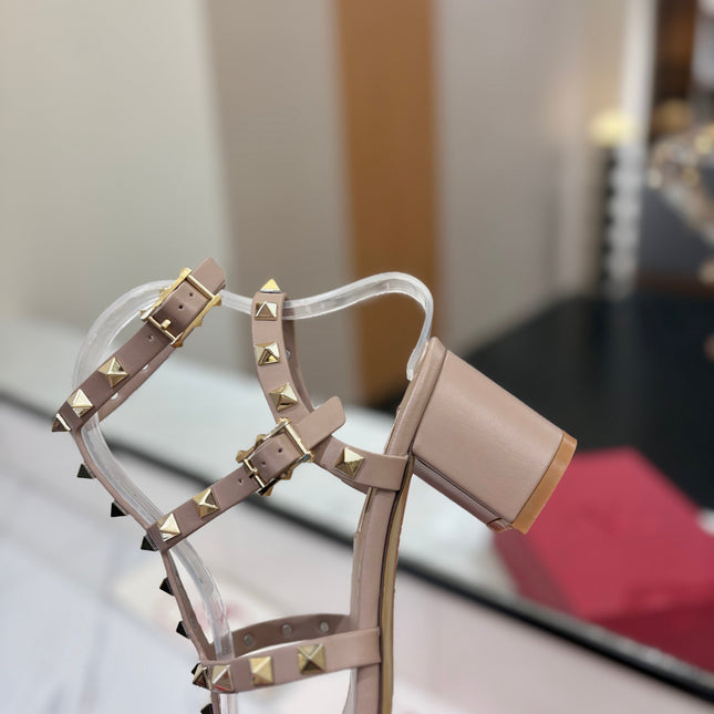 VALENTINO 26S STUDDED HIGH HEEL SANDALS 65 MM IN NUDE CALFSKIN