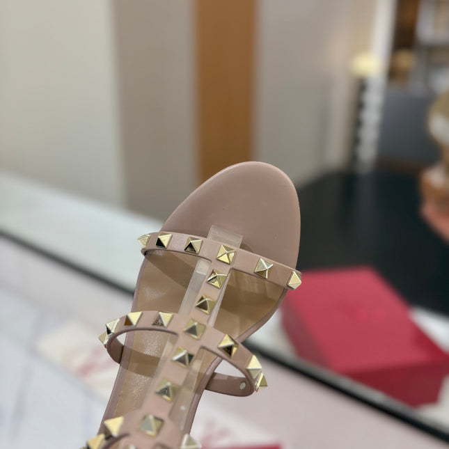 VALENTINO 26S STUDDED HIGH HEEL SANDALS 65 MM IN NUDE CALFSKIN