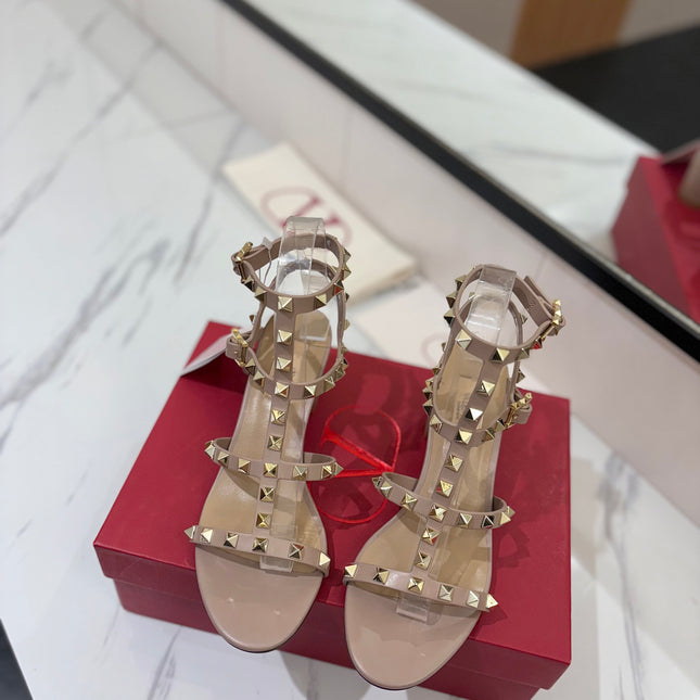 VALENTINO 26S STUDDED HIGH HEEL SANDALS 65 MM IN NUDE CALFSKIN