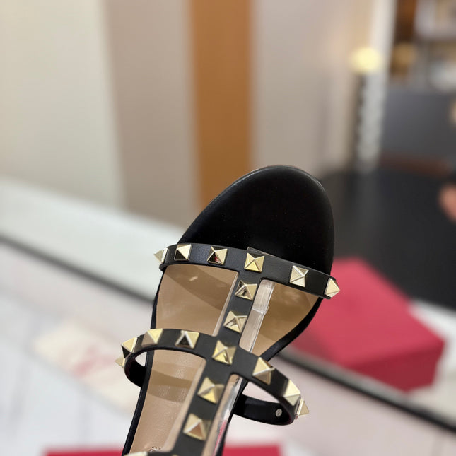 VALENTINO 26S STUDDED HIGH HEEL SANDALS 65 MM IN BLACK CALFSKIN