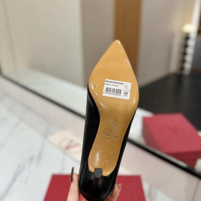 VALENTINO 26S HIGH HEELS 75 MM IN BLACK SMOOTH CALFSKIN