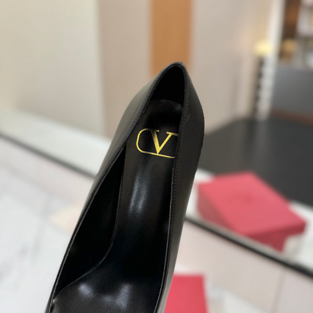 VALENTINO 26S HIGH HEELS 75 MM IN BLACK SMOOTH CALFSKIN