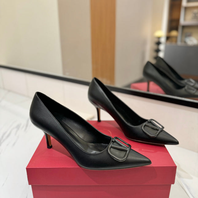 VALENTINO 26S HIGH HEELS 75 MM IN BLACK SMOOTH CALFSKIN