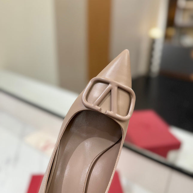 VALENTINO 26S HIGH HEELS 75 MM IN BEIGE SMOOTH CALFSKIN
