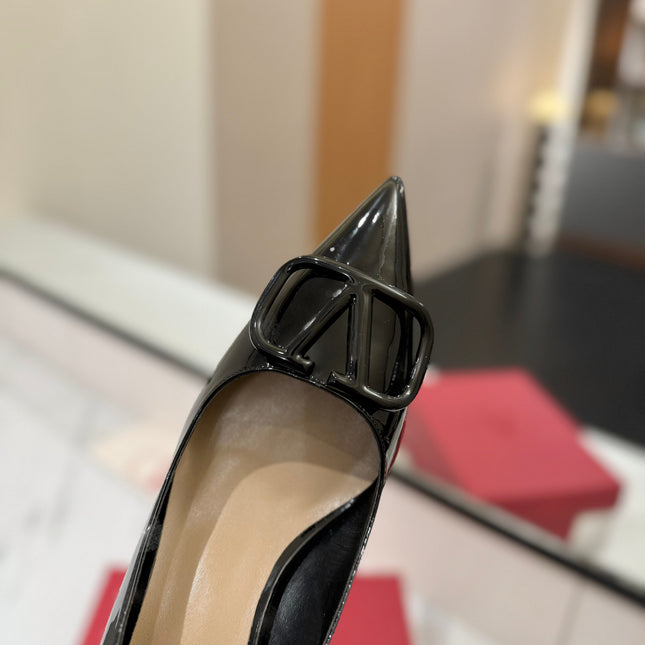 VALENTINO 26S HIGH HEELS 75 MM IN BLACK PATENT CALFSKIN
