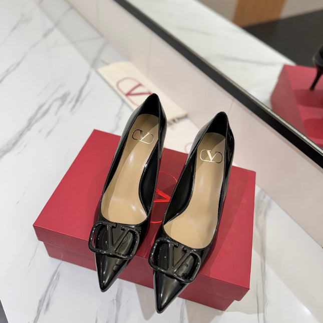 VALENTINO 26S HIGH HEELS 75 MM IN BLACK PATENT CALFSKIN
