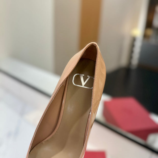 VALENTINO 26S HIGH HEELS 75 MM IN NUDE PATENT CALFSKIN