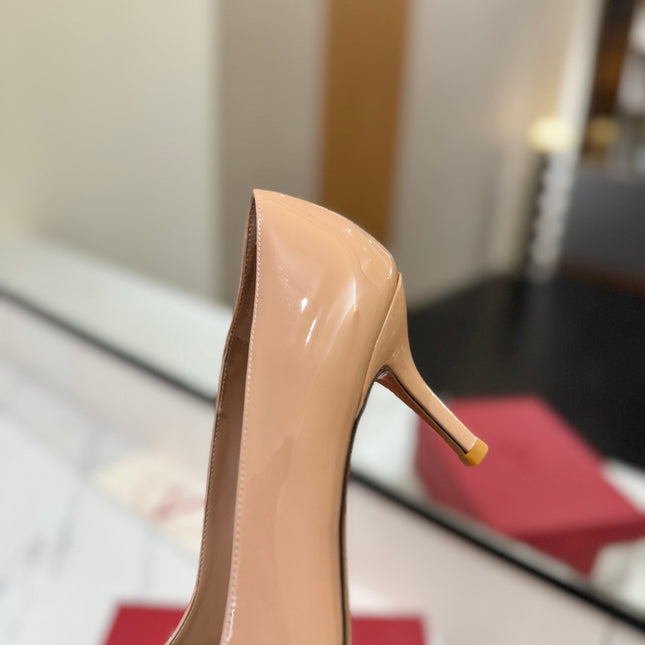VALENTINO 26S HIGH HEELS 75 MM IN NUDE PATENT CALFSKIN