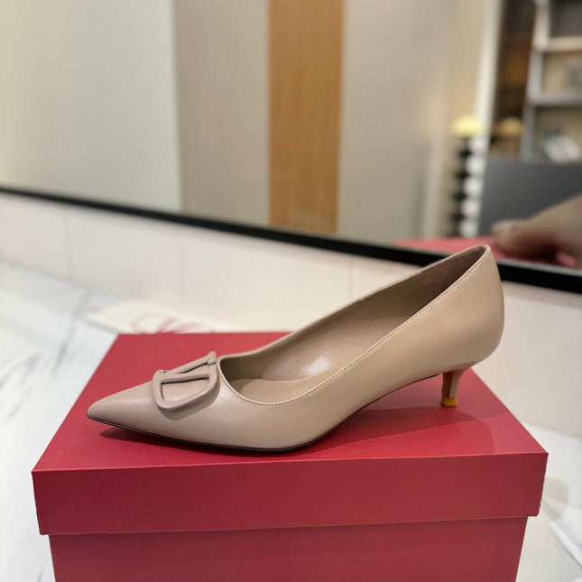 VALENTINO 26S HIGH HEELS 45 MM IN BEIGE SMOOTH CALFSKIN