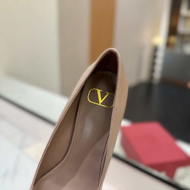 VALENTINO 26S HIGH HEELS 45 MM IN BEIGE SMOOTH CALFSKIN