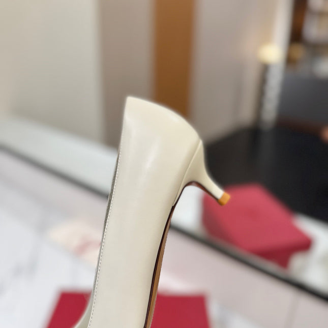 VALENTINO 26S HIGH HEELS 45 MM IN CREAM WHITE SMOOTH CALFSKIN