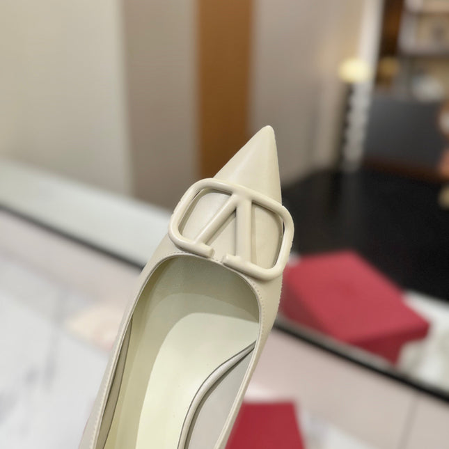 VALENTINO 26S HIGH HEELS 45 MM IN CREAM WHITE SMOOTH CALFSKIN