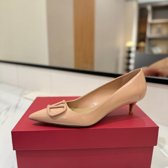VALENTINO 26S HIGH HEELS 45 MM IN NUDE PATENT CALFSKIN