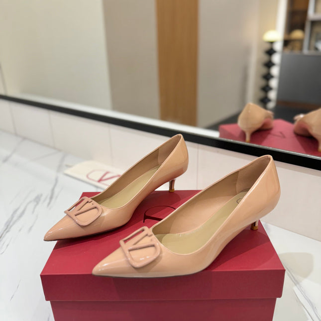 VALENTINO 26S HIGH HEELS 45 MM IN NUDE PATENT CALFSKIN