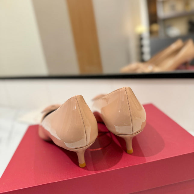 VALENTINO 26S HIGH HEELS 45 MM IN NUDE PATENT CALFSKIN