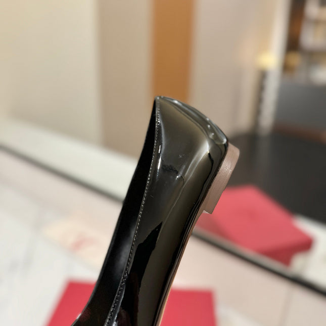 VALENTINO 26S BALLET FLATS IN BLACK PATENT CALFSKIN