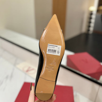VALENTINO 26S BALLET FLATS IN BLACK PATENT CALFSKIN