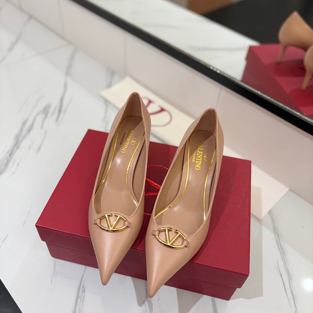 VALENTINO 26S POINTED-TOE PUMPS 65 MM IN NUDE SMOOTH CALFSKIN