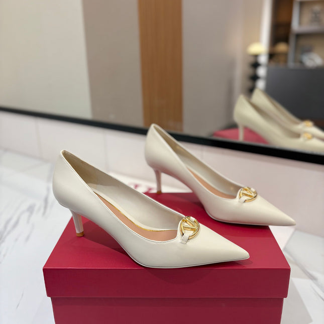 VALENTINO 26S POINTED-TOE PUMPS 65 MM IN WHITE SMOOTH CALFSKIN