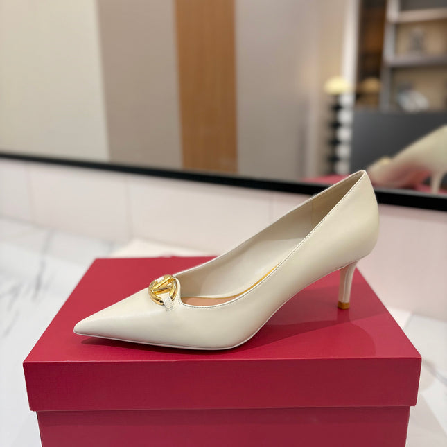 VALENTINO 26S POINTED-TOE PUMPS 65 MM IN WHITE SMOOTH CALFSKIN