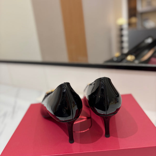 VALENTINO 26S POINTED-TOE PUMPS 65 MM IN BLACK PATENT CALFSKIN