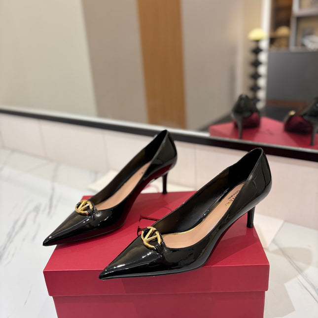 VALENTINO 26S POINTED-TOE PUMPS 65 MM IN BLACK PATENT CALFSKIN