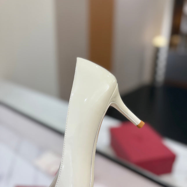 VALENTINO 26S POINTED-TOE PUMPS 65 MM IN WHITE PATENT CALFSKIN