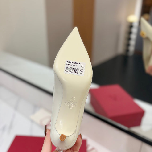 VALENTINO 26S POINTED-TOE PUMPS 65 MM IN WHITE PATENT CALFSKIN