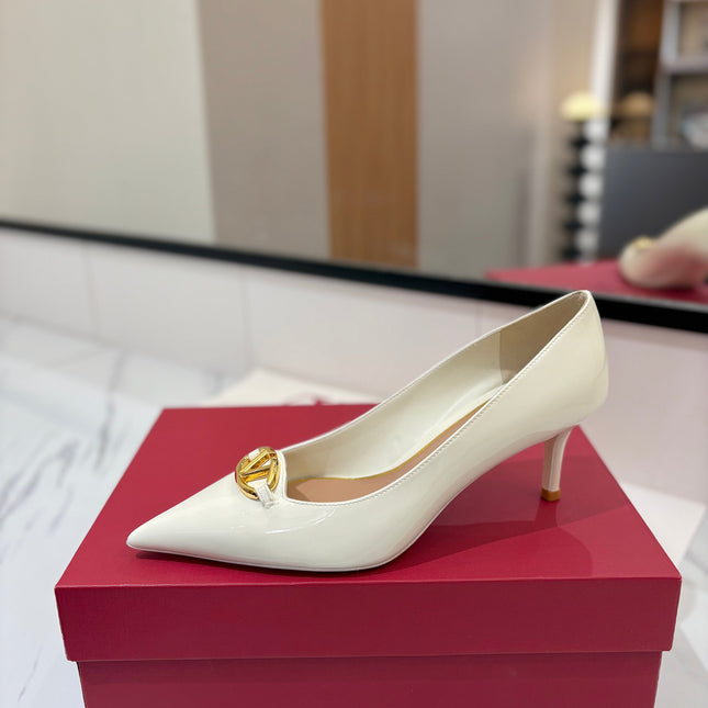 VALENTINO 26S POINTED-TOE PUMPS 65 MM IN WHITE PATENT CALFSKIN