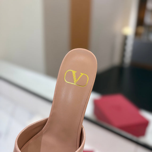 VALENTINO 26S HIGH-HEEL SANDALS 60 MM IN NUDE PINK CALFSKIN WITH GOLD HARDWARE