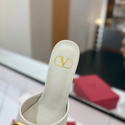 VALENTINO 26S HIGH-HEEL SANDALS 60 MM IN WHITE CALFSKIN WITH GOLD HARDWARE