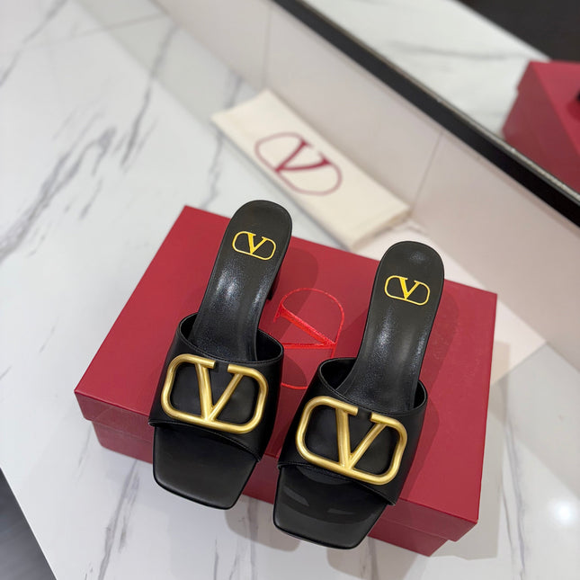 VALENTINO 26S HIGH-HEEL SANDALS 60 MM IN BLACK CALFSKIN WITH GOLD HARDWARE