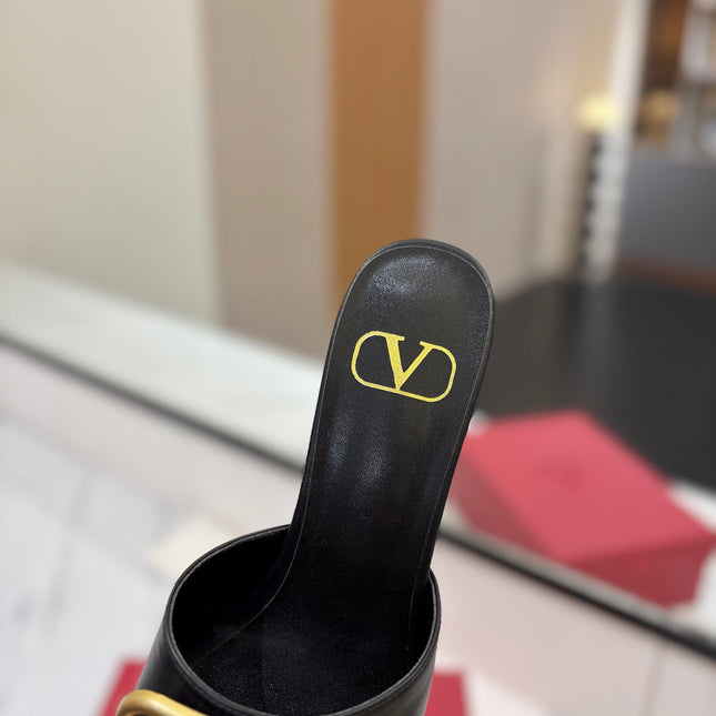 VALENTINO 26S HIGH-HEEL SANDALS 60 MM IN BLACK CALFSKIN WITH GOLD HARDWARE
