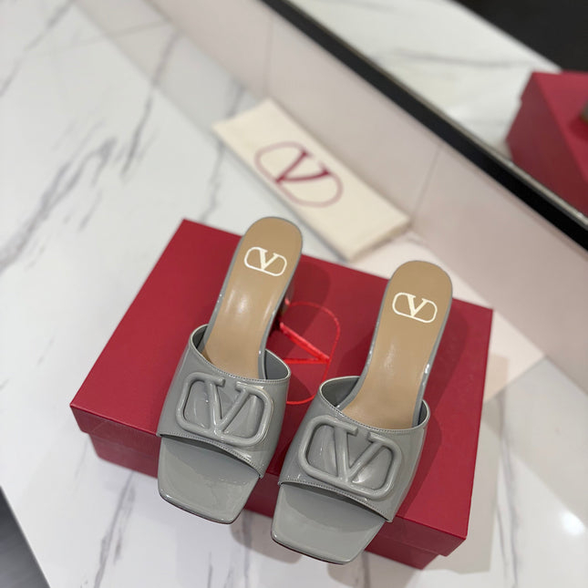 VALENTINO 26S HIGH-HEEL SANDALS 60 MM IN GREY PATENT CALFSKIN