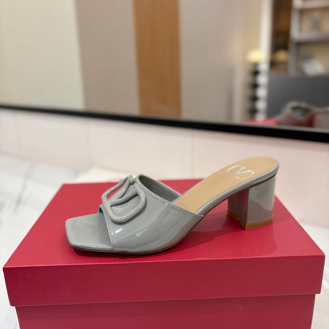 VALENTINO 26S HIGH-HEEL SANDALS 60 MM IN GREY PATENT CALFSKIN