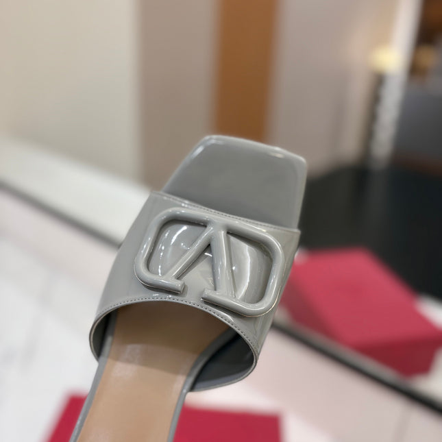 VALENTINO 26S HIGH-HEEL SANDALS 60 MM IN GREY PATENT CALFSKIN