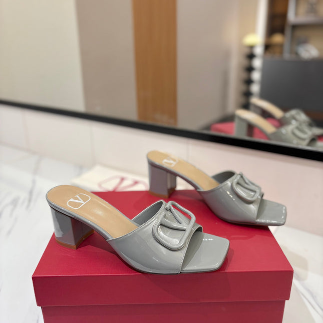 VALENTINO 26S HIGH-HEEL SANDALS 60 MM IN GREY PATENT CALFSKIN