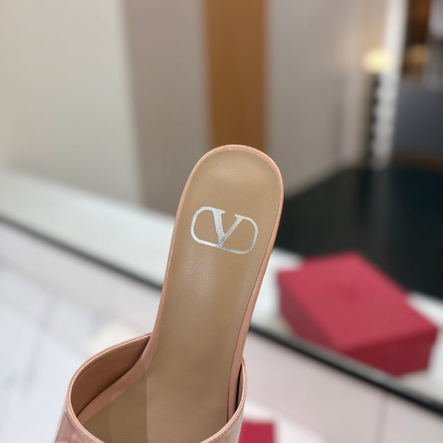 VALENTINO 26S HIGH-HEEL SANDALS 60 MM IN NUDE PINK PATENT CALFSKIN