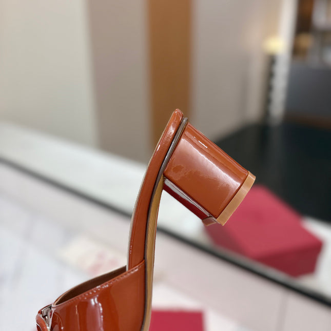 VALENTINO 26S HIGH-HEEL SANDALS 60 MM IN BROWN PATENT CALFSKIN