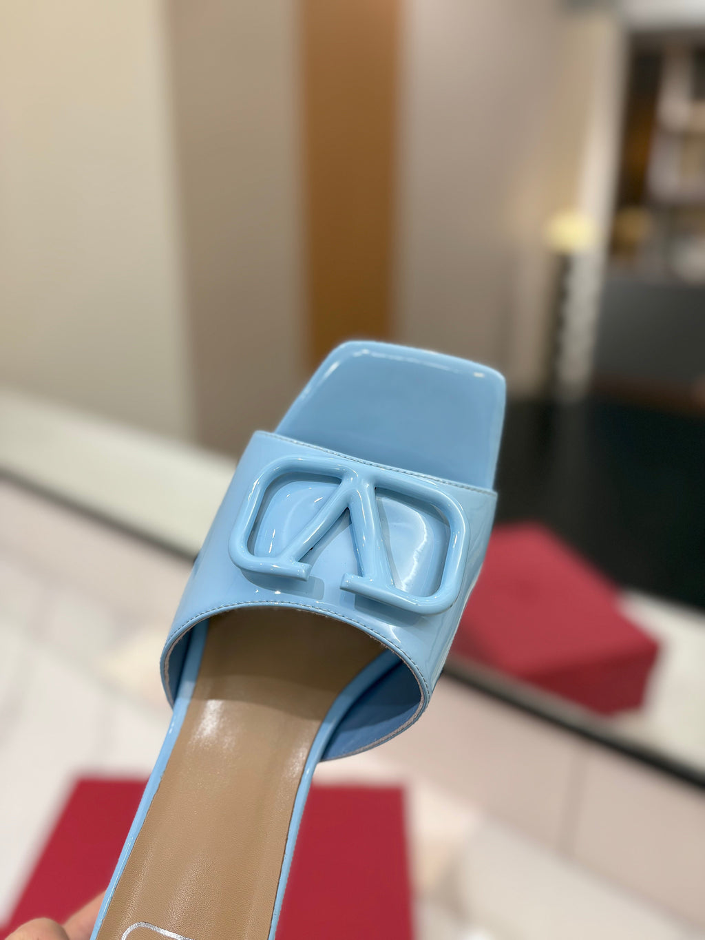 VALENTINO 26S HIGH-HEEL SANDALS 60 MM IN SKY BLUE PATENT CALFSKIN