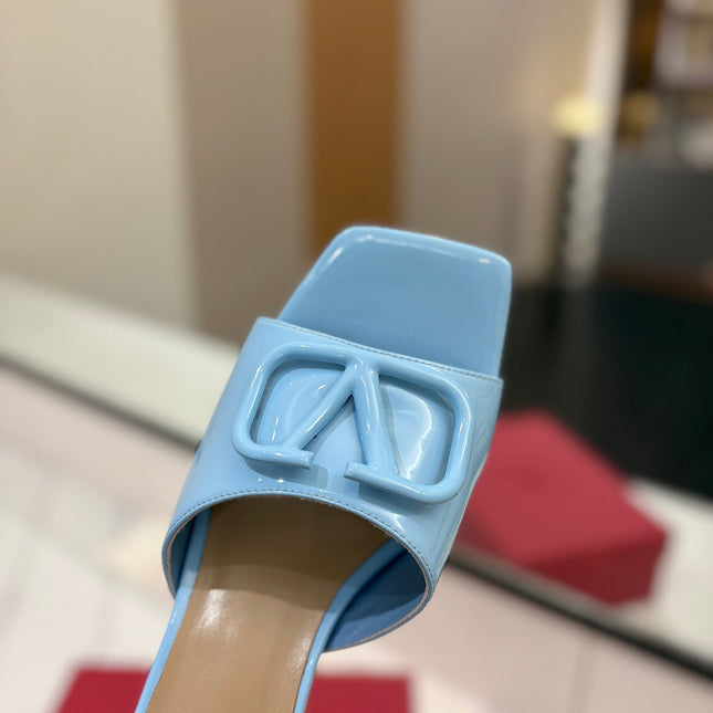 VALENTINO 26S HIGH-HEEL SANDALS 60 MM IN SKY BLUE PATENT CALFSKIN