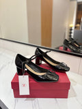 VALENTINO 26S MARY JANE HEELS 60 MM IN BLACK PATENT CALFSKIN