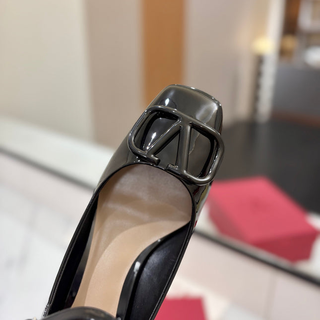 VALENTINO 26S MARY JANE HEELS 60 MM IN BLACK PATENT CALFSKIN