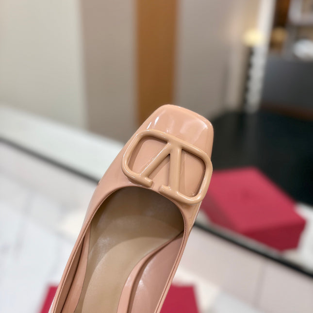 VALENTINO 26S MARY JANE HEELS 60 MM IN NUDE PATENT CALFSKIN
