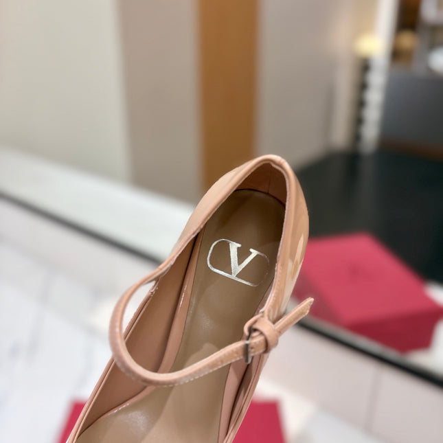 VALENTINO 26S MARY JANE HEELS 60 MM IN NUDE PATENT CALFSKIN