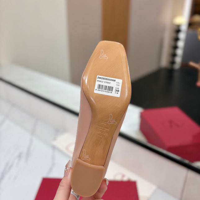 VALENTINO 26S MARY JANE HEELS 60 MM IN NUDE SMOOTH CALFSKIN WITH GOLD HARDWARE