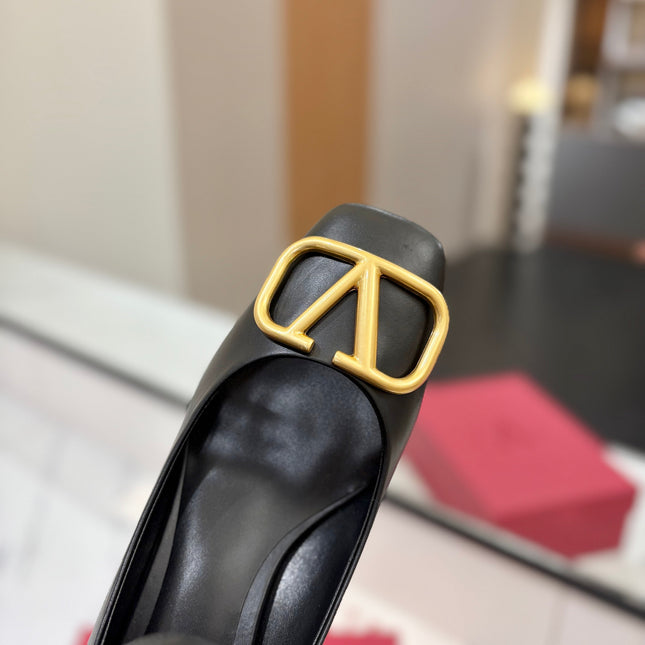 VALENTINO 26S MARY JANE HEELS 60 MM IN BLACK SMOOTH CALFSKIN WITH GOLD HARDWARE
