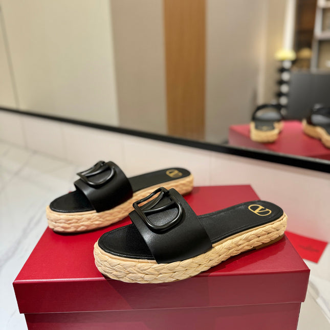 VLTN ESPADRILLE SLIDES 25S IN BLACK LAMBSKIN STYLE 11